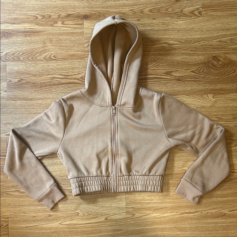 Tan Cropped Hoodie